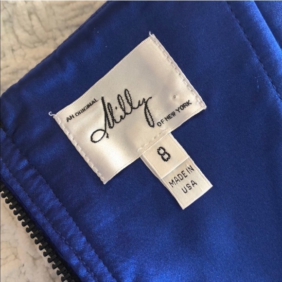 Milly Clarisse Combo Dress Wool Colorblock Cobalt - Picture 10 of 10